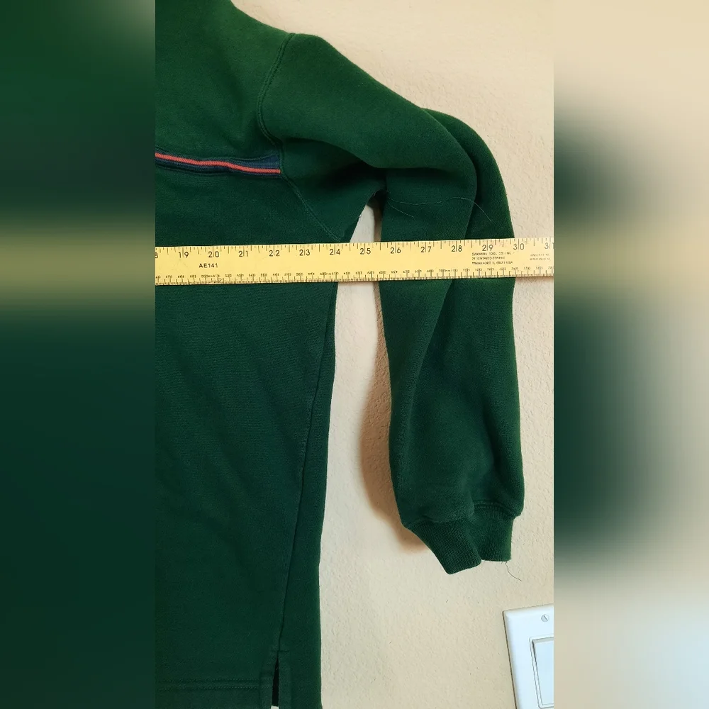 Green Club Room Quarter Zip Sweater Sweatshirt Stripe Preppy Sporty